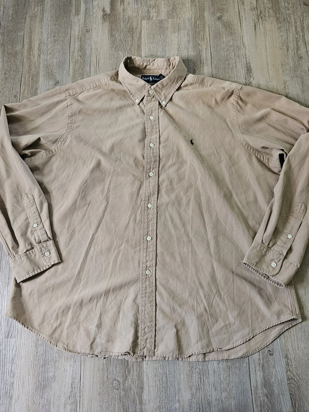 Polo Ralph Lauren Men's Beige Silk Cotton Blend Causal Button-Down Shirt XXL